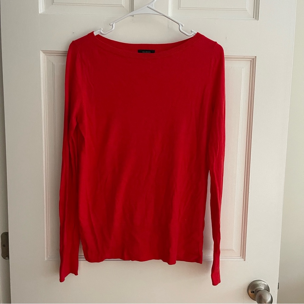 Halogen Red Pima Cotton Crew Neck Sweater Women’s Size XS